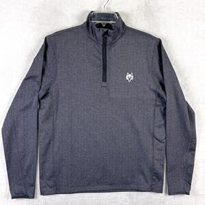 Greyson 1/4 Zip Sweater Mens S Gray Herringbone Tate Camo Collar Golf Preppy